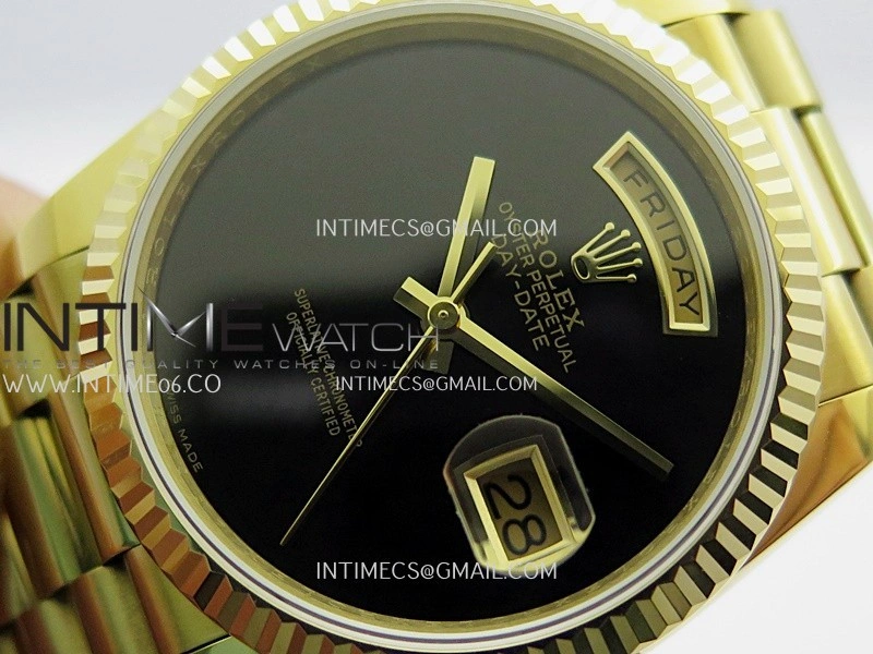 Day Date 128238 YG BP 1:1 Best Edition Black Dial On President Bracelet SA3255