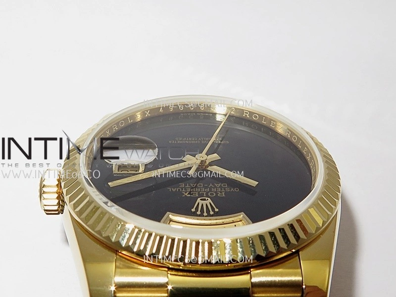 Day Date 128238 YG BP 1:1 Best Edition Black Dial On President Bracelet SA3255