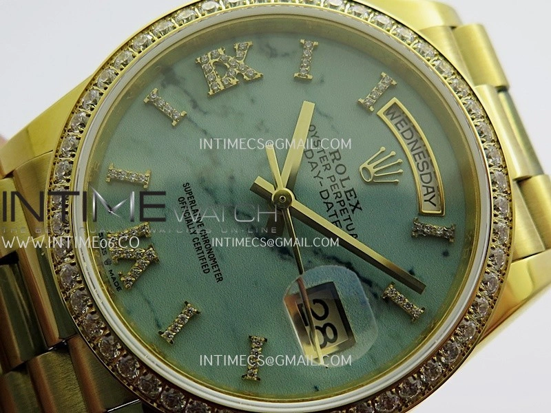 Day Date 128348 YG Gain Weight KF 1:1 Turquoise Dial On President Bracelet A2836