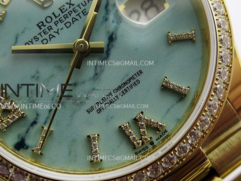 Day Date 128348 YG Gain Weight KF 1:1 Turquoise Dial On President Bracelet A2836