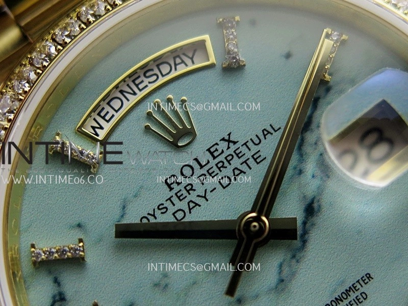 Day Date 128348 YG Gain Weight KF 1:1 Turquoise Dial On President Bracelet A2836