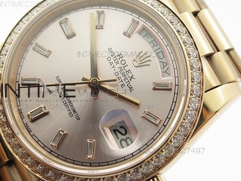 Day-Date 40 RG BP 1:1 Best 228239 RG Diamond Sticks Dial Bezel on SS Bracelet