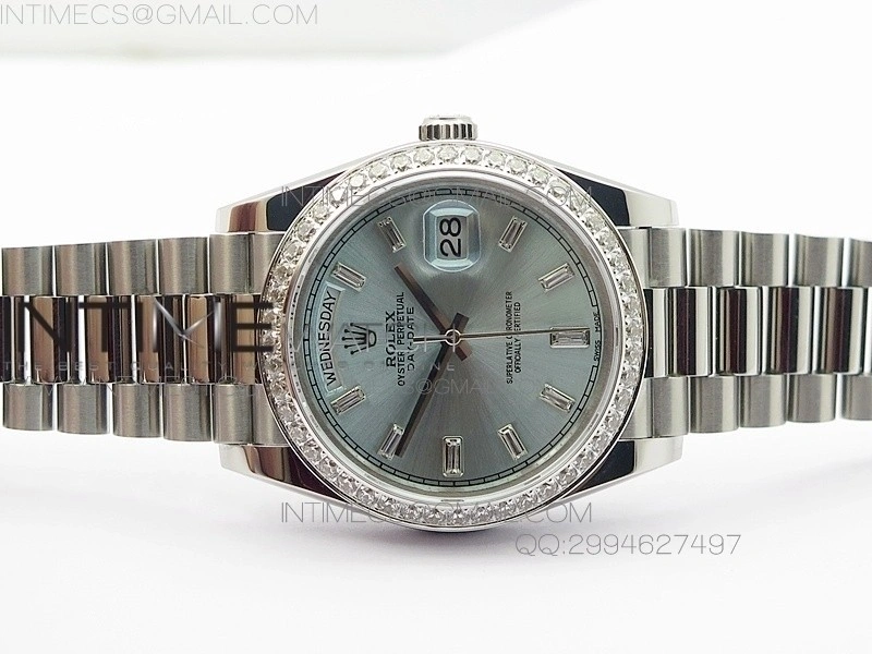 Day-Date 40 SS BP 1:1 Best 228239 Diamond Bezel Blue Dial on SS Bracelet