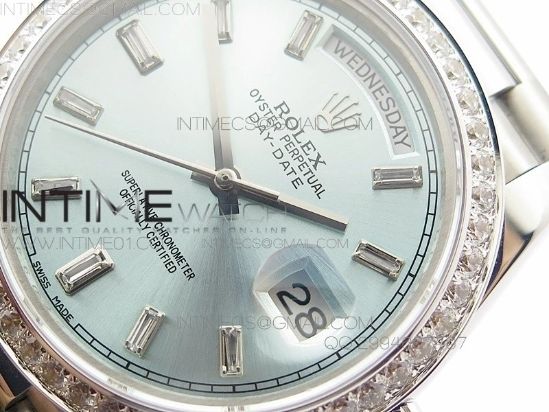 Day-Date 40 SS BP 1:1 Best 228239 Diamond Bezel Blue Dial on SS Bracelet