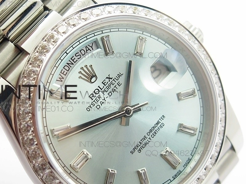 Day-Date 40 SS BP 1:1 Best 228239 Diamond Bezel Blue Dial on SS Bracelet