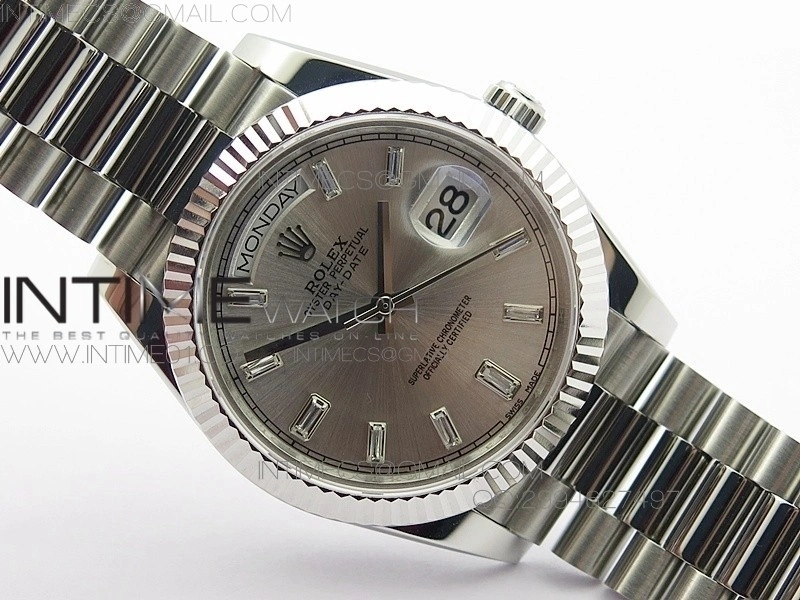 Day-Date 40 SS BP 1:1 Best 228239 Gray Diamond Sticks Dial on SS Bracelet