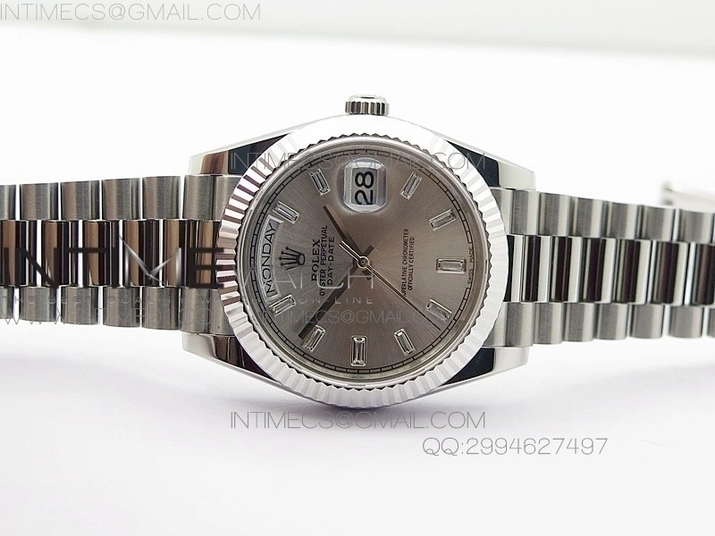Day-Date 40 SS BP 1:1 Best 228239 Gray Diamond Sticks Dial on SS Bracelet