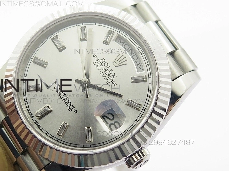 Day-Date 40 SS BP 1:1 Best 228239 Gray Diamond Sticks Dial on SS Bracelet