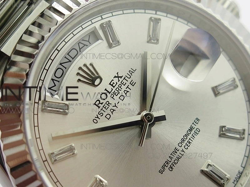 Day-Date 40 SS BP 1:1 Best 228239 Gray Diamond Sticks Dial on SS Bracelet