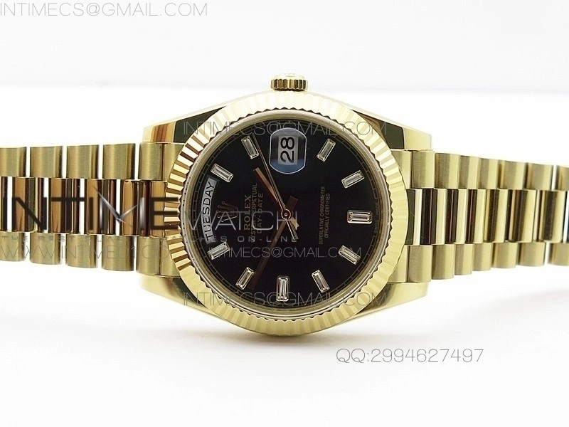 Day-Date 40 YG BP 1:1 Best 228239 Black Diamond Sticks Dial on SS Bracelet