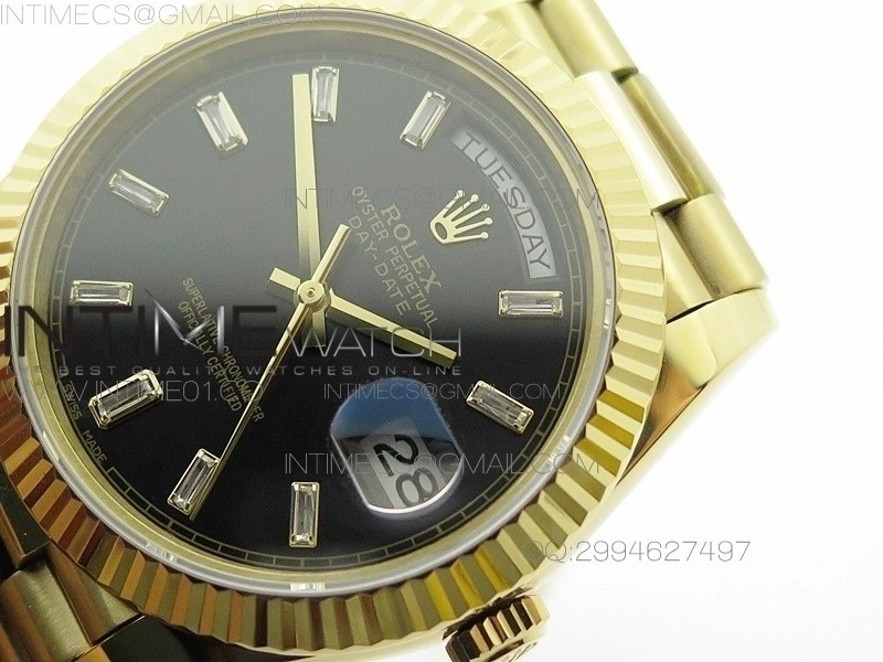 Day-Date 40 YG BP 1:1 Best 228239 Black Diamond Sticks Dial on SS Bracelet