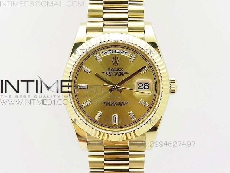 Day-Date 40 YG BP 1:1 Best 228239 Gold Diamond Sticks Dial on SS Bracelet