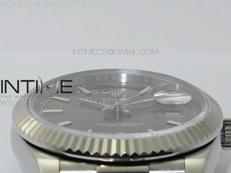 Day Date 40mm SS BP 1:1 Best Edition Gray Stick Dial on SS Bracelet A2836