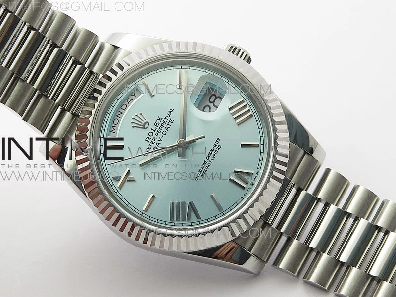 Day Date 40mm SS BP 1:1 Best Edition Silver Roman Dial on SS Bracelet A2836