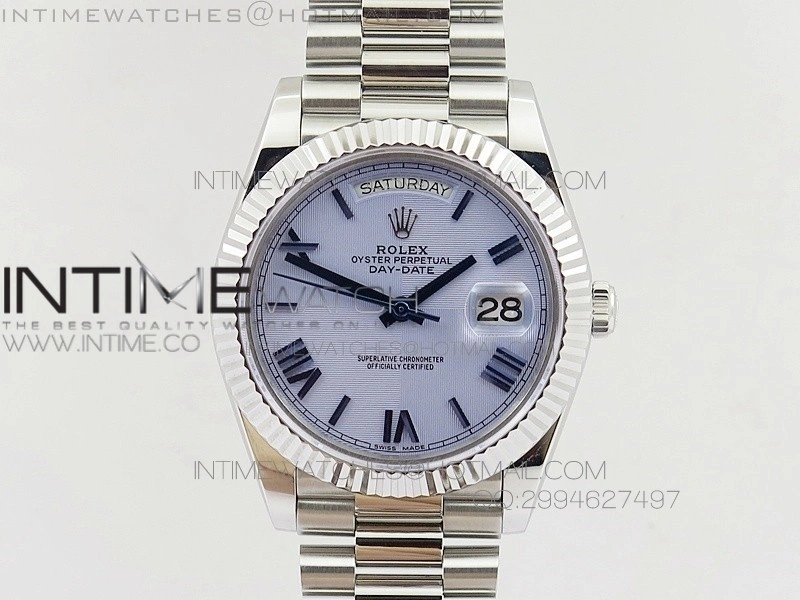 DayDate 40mm BP Best 228206SS Ice Blue Quadrant Motif dial Roman on SS Bracelet
