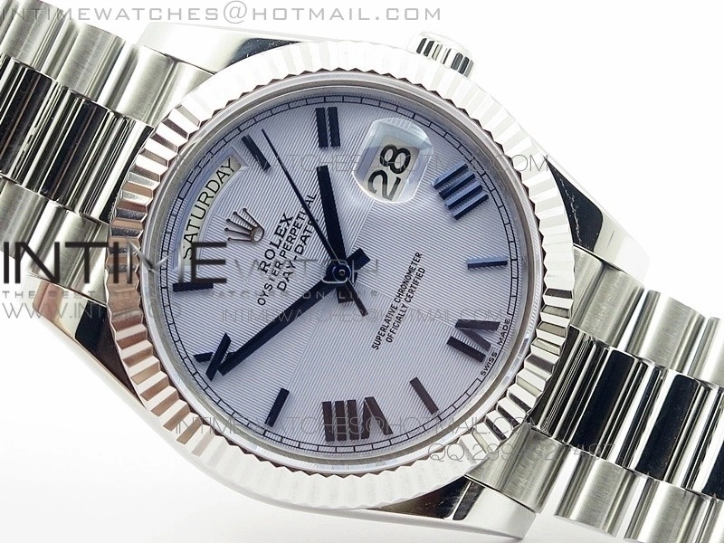 DayDate 40mm BP Best 228206SS Ice Blue Quadrant Motif dial Roman on SS Bracelet