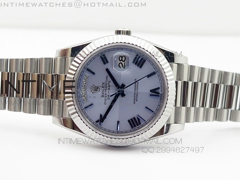 DayDate 40mm BP Best 228206SS Ice Blue Quadrant Motif dial Roman on SS Bracelet