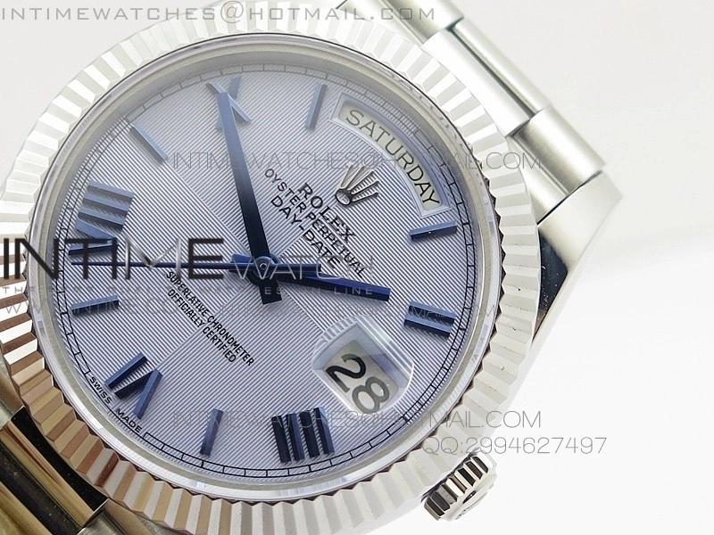 DayDate 40mm BP Best 228206SS Ice Blue Quadrant Motif dial Roman on SS Bracelet