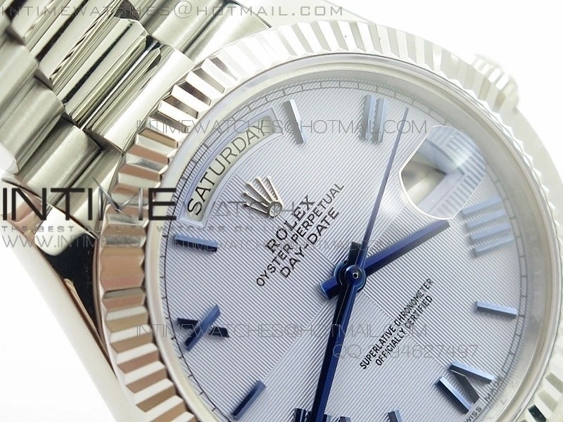 DayDate 40mm BP Best 228206SS Ice Blue Quadrant Motif dial Roman on SS Bracelet