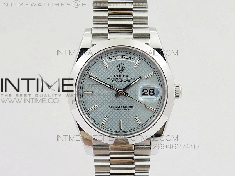 DayDate 40mm BP Best 228206SS Ice Blue Stick Dial on SS Bracelet