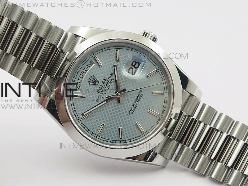 DayDate 40mm BP Best 228206SS Ice Blue Stick Dial on SS Bracelet