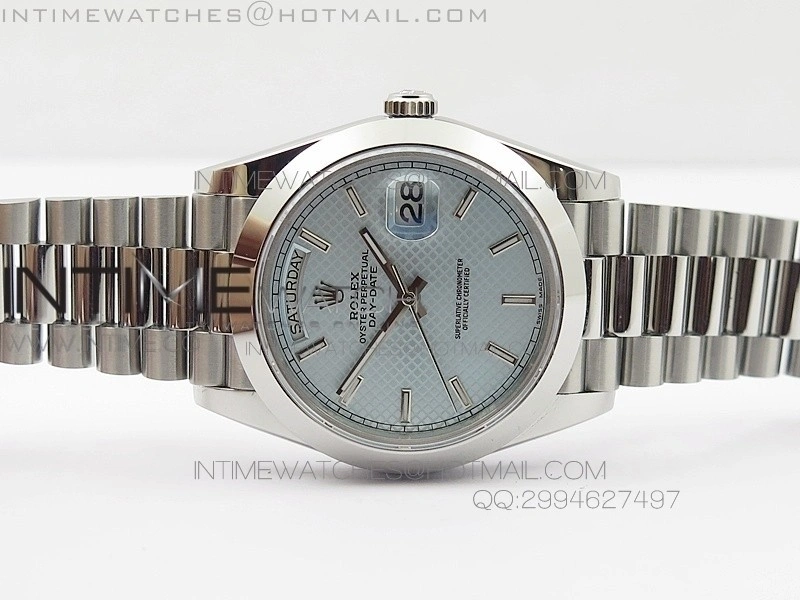 DayDate 40mm BP Best 228206SS Ice Blue Stick Dial on SS Bracelet