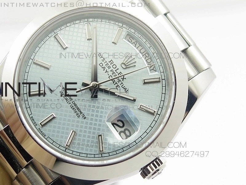 DayDate 40mm BP Best 228206SS Ice Blue Stick Dial on SS Bracelet
