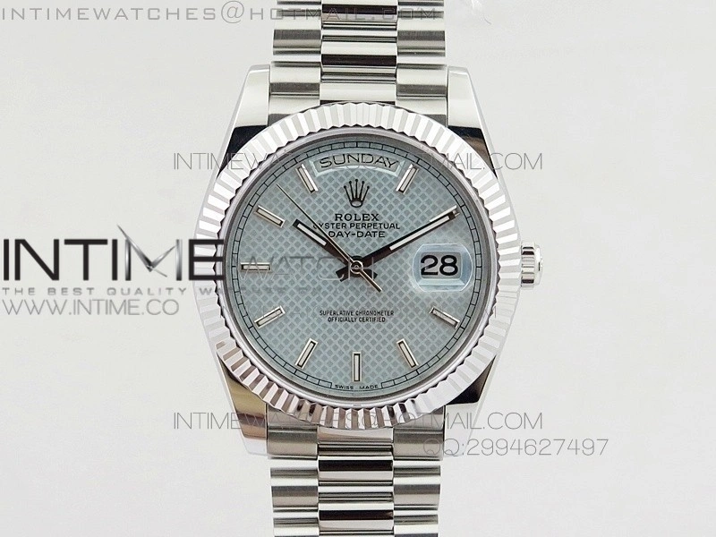DayDate 40mm BP Best 228206SS Ice Blue Stick Dial on SS Bracelet