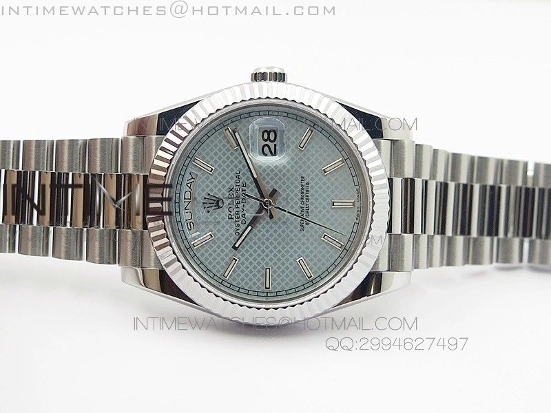 DayDate 40mm BP Best 228206SS Ice Blue Stick Dial on SS Bracelet