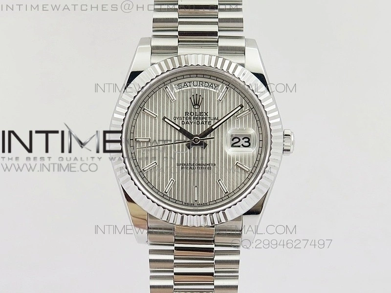 DayDate 40mm BP Best 228206SS Sliver Stick Dial on SS Bracelet