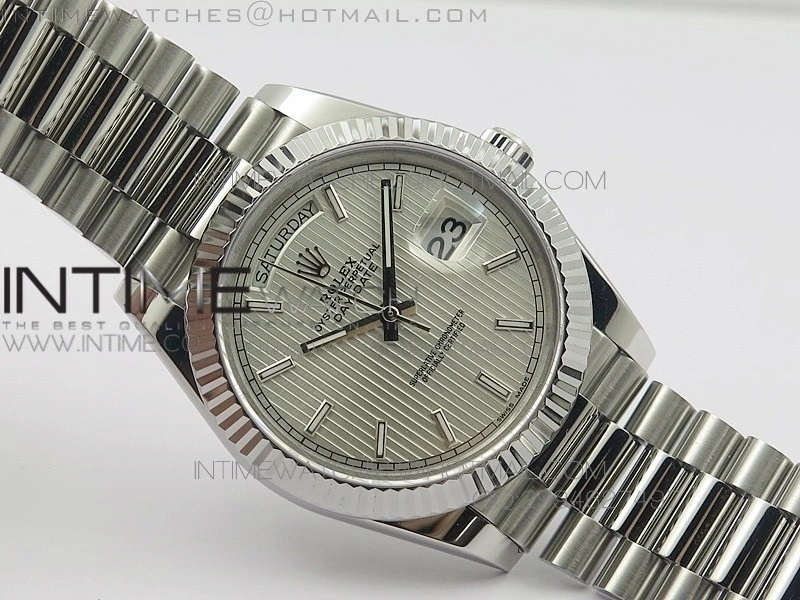 DayDate 40mm BP Best 228206SS Sliver Stick Dial on SS Bracelet