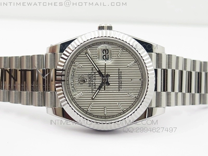 DayDate 40mm BP Best 228206SS Sliver Stick Dial on SS Bracelet