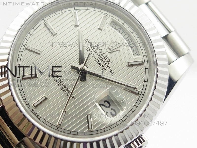 DayDate 40mm BP Best 228206SS Sliver Stick Dial on SS Bracelet