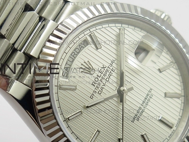 DayDate 40mm BP Best 228206SS Sliver Stick Dial on SS Bracelet