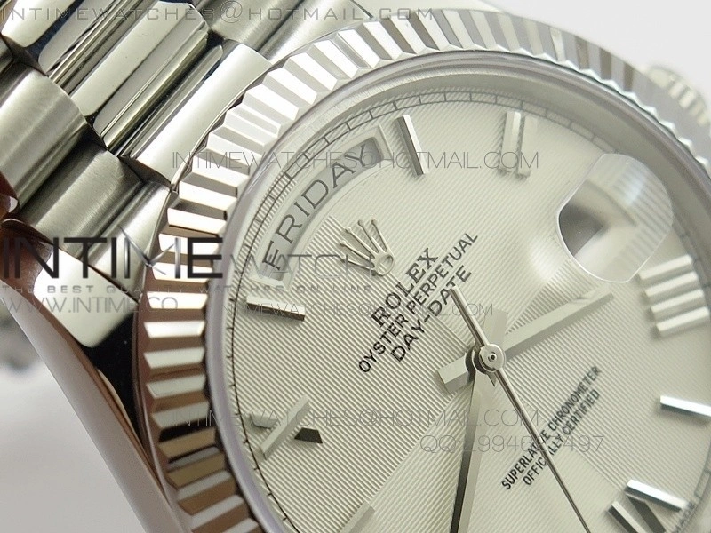 DayDate 40mm BP Best 228206SS White Quadrant Motif dial on SS Bracelet