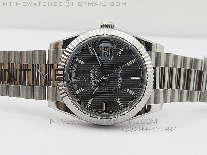 DayDate 40mm BP Best 228239SS Gray Stripe Stick Dial on SS Bracelet