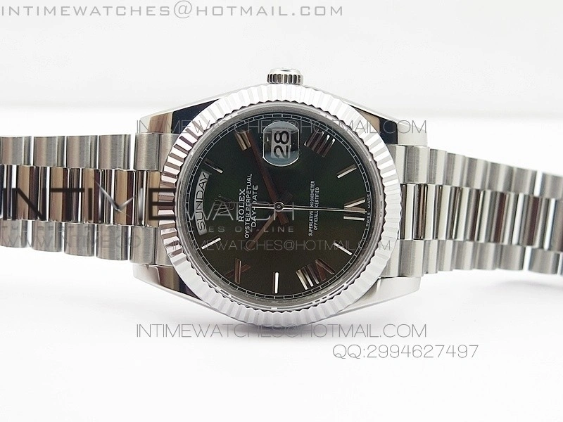 DayDate 40mm BP Best 228239SS Green dial Roman on SS Bracelet