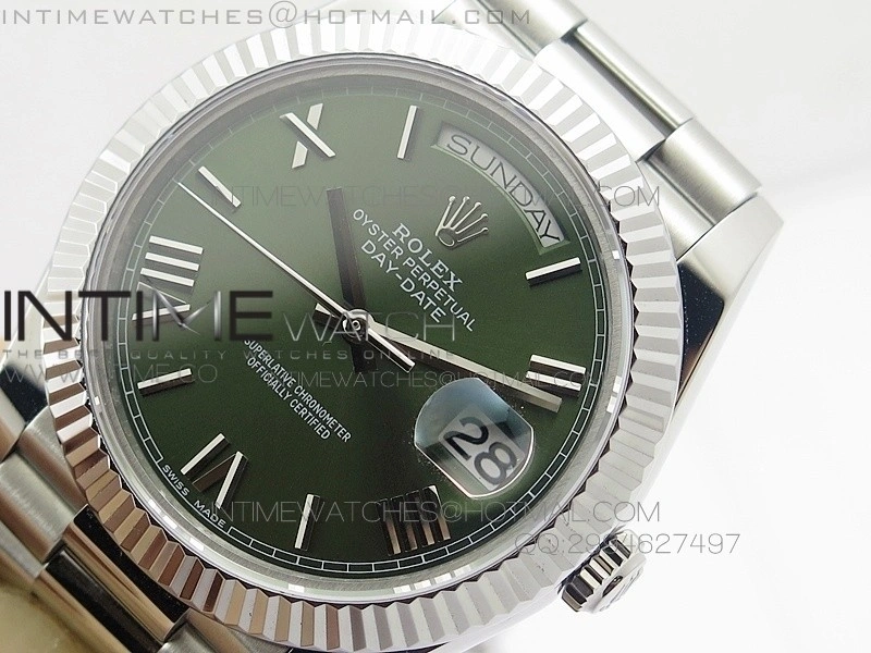 DayDate 40mm BP Best 228239SS Green dial Roman on SS Bracelet