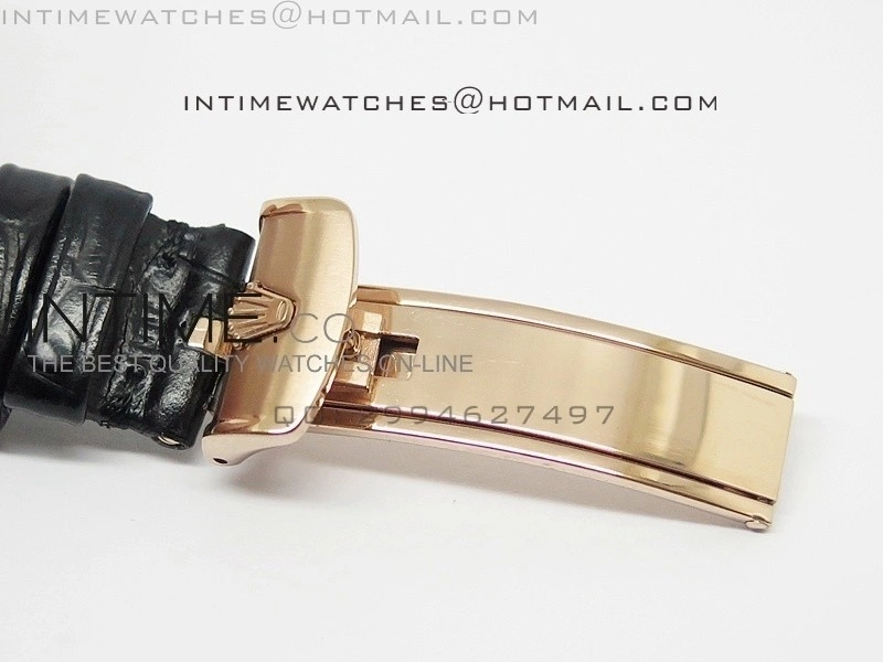 DayDate RG 36mm Black Dial Diamond Bezel On Leather Strap