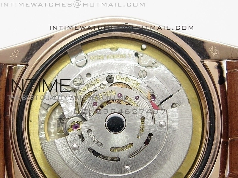 DayDate RG 36mm Rose Gold Dial Diamond Bezel On Leather Strap