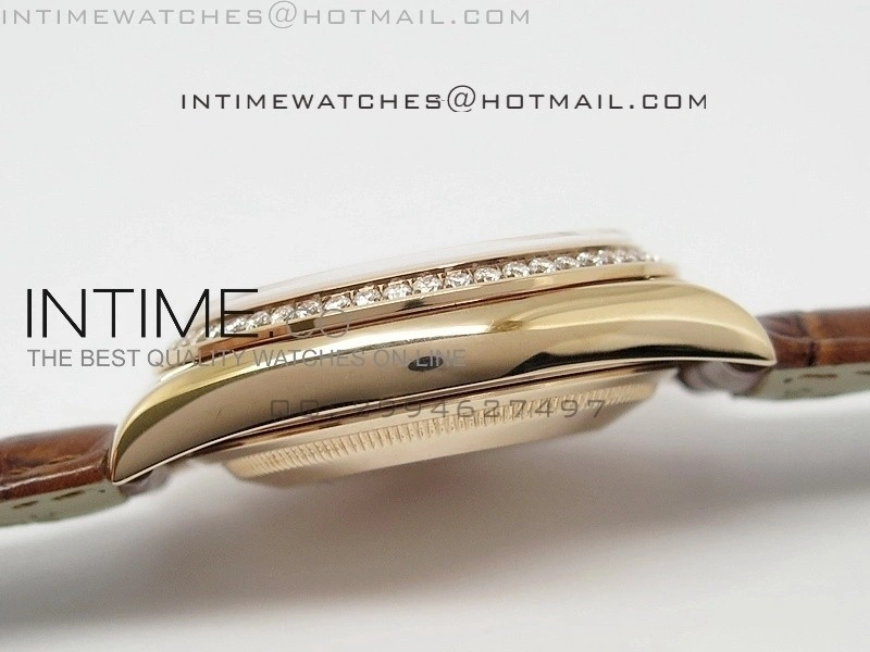 DayDate RG 36mm White Dial Diamond Bezel On Leather Strap