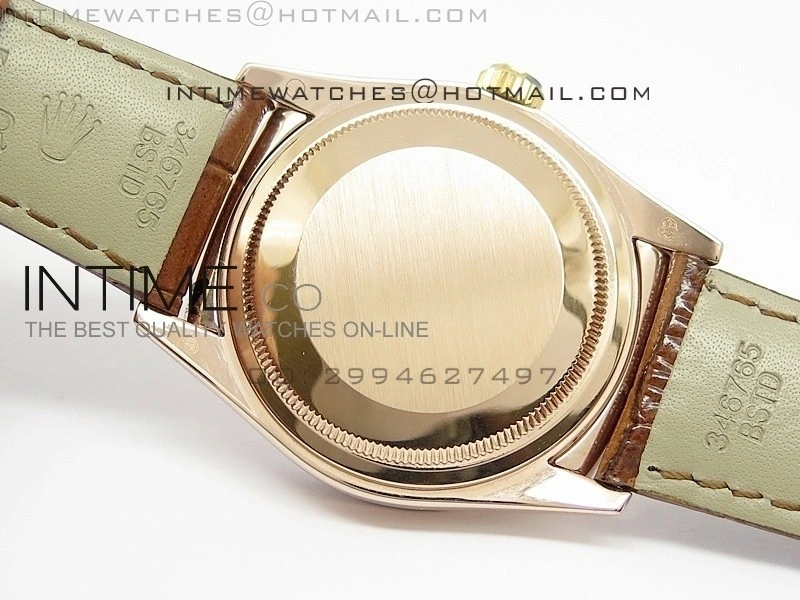 DayDate RG 36mm White MOP Dial Diamond Bezel On Leather Strap