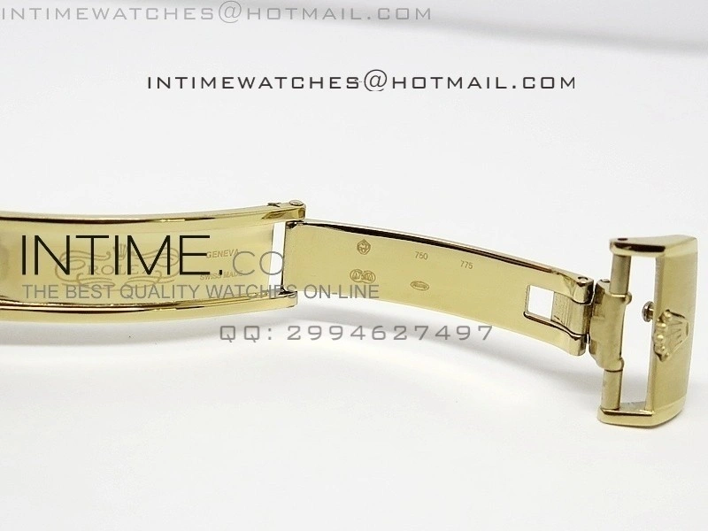 DayDate YG 36mm Gold Dial Diamond Bezel On Leather Strap