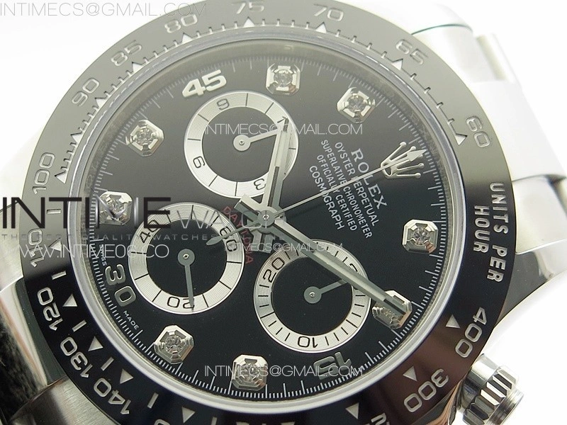 Daytona 116500LN APSF Black Dial Crystals Markers On SS BraceletSlim A7750