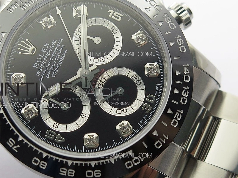 Daytona 116500LN APSF Black Dial Crystals Markers On SS BraceletSlim A7750