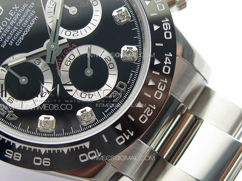 Daytona 116500LN APSF Black Dial Crystals Markers On SS BraceletSlim A7750