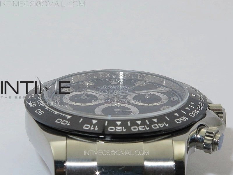 Daytona 116500LN APSF Black Dial Crystals Markers On SS BraceletSlim A7750