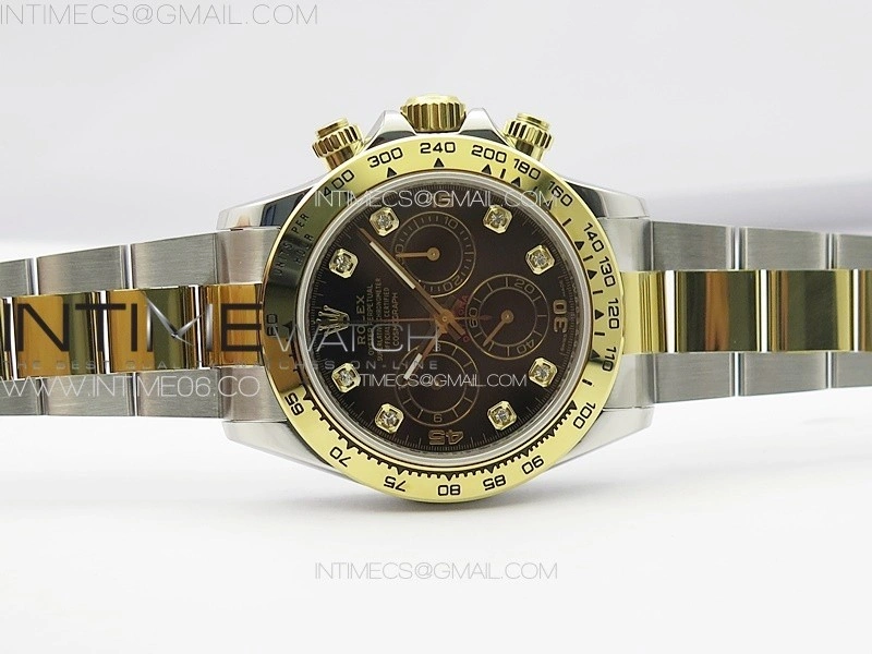 Daytona 116503 YG SS APSF Black Dial Crystals Markers On YG SS Bracelet Slim A7750