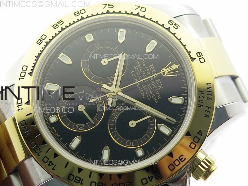 Daytona 116503 YG SS APSF Black Dial Stick Markers On YG SS Bracelet Slim A7750