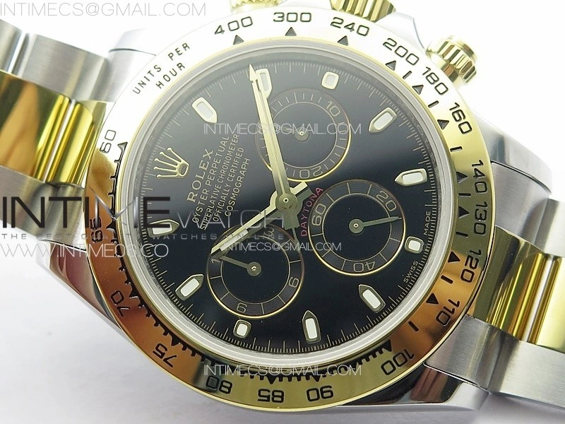 Daytona 116503 YG SS APSF Black Dial Stick Markers On YG SS Bracelet Slim A7750